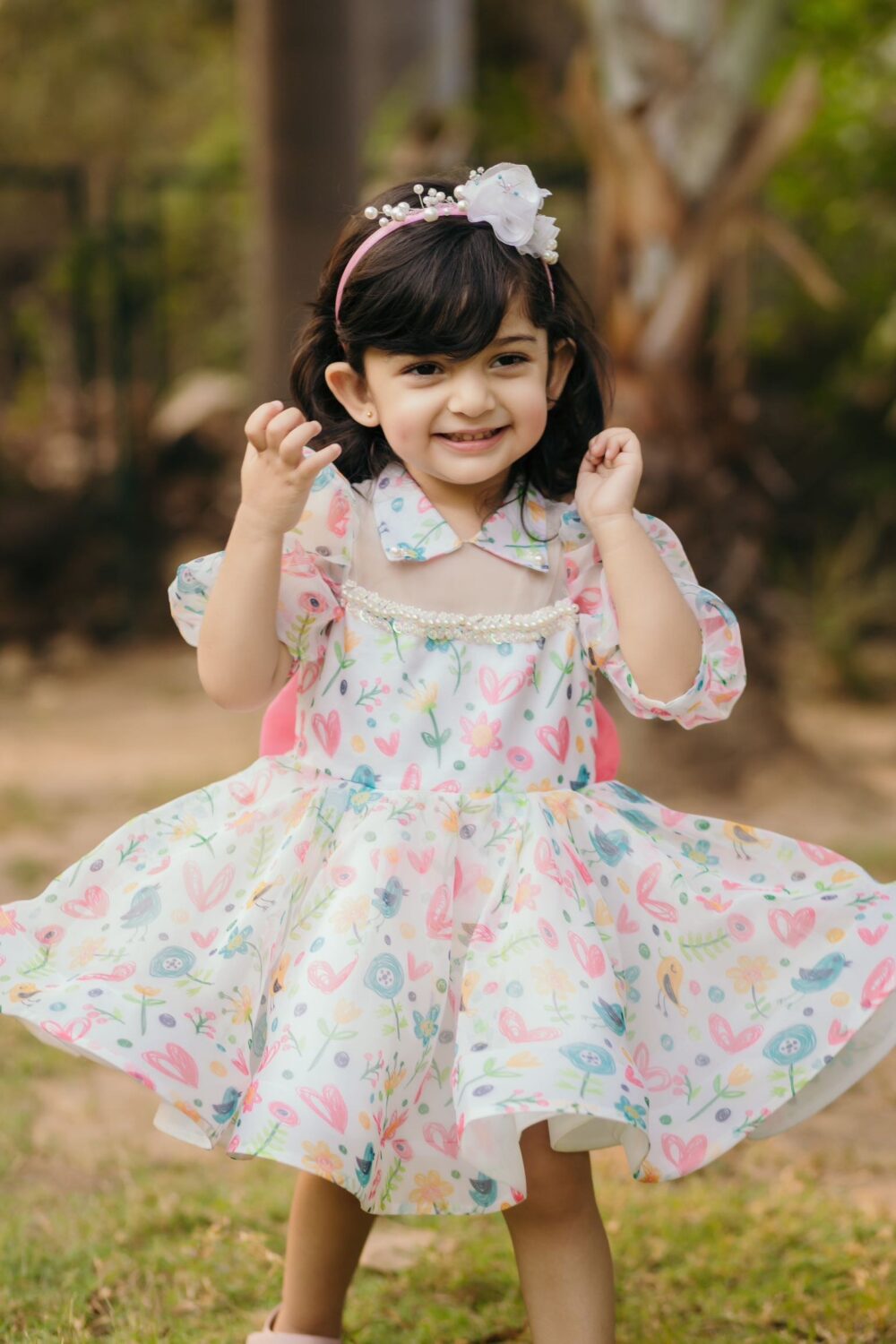 Colourful White Sparrow Dress - Image 3
