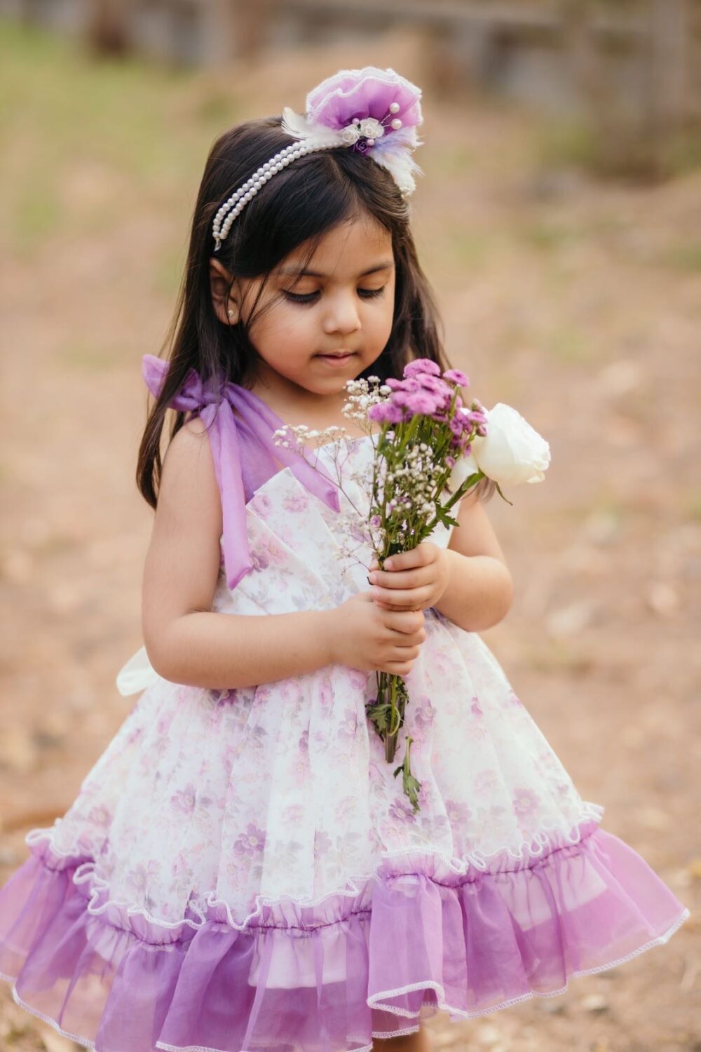 Purple floral Organza Dress