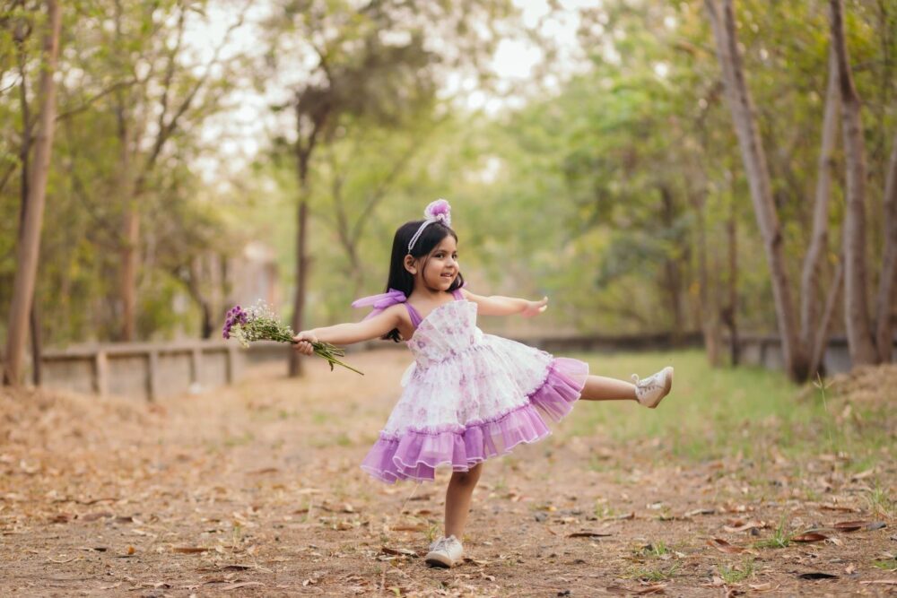 Purple floral Organza Dress - Image 2