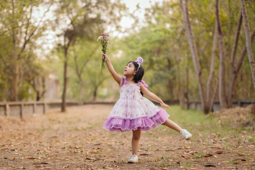 Purple floral Organza Dress - Image 3