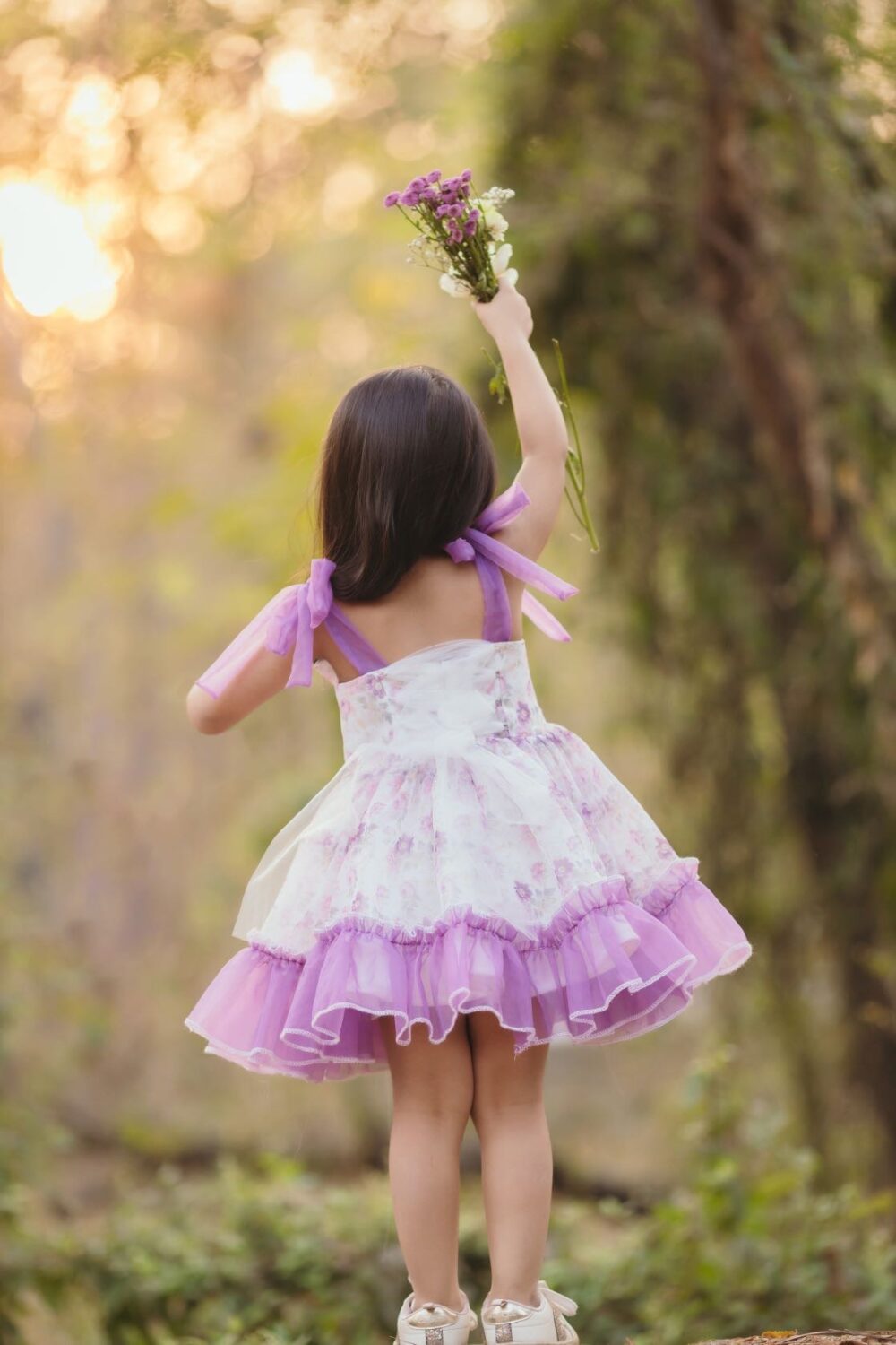 Purple floral Organza Dress - Image 4