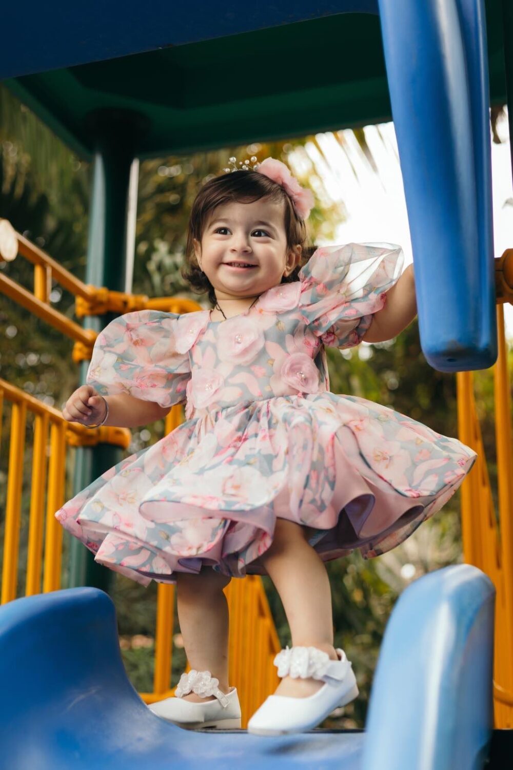 Grey & Pink Flower Dress - Image 3