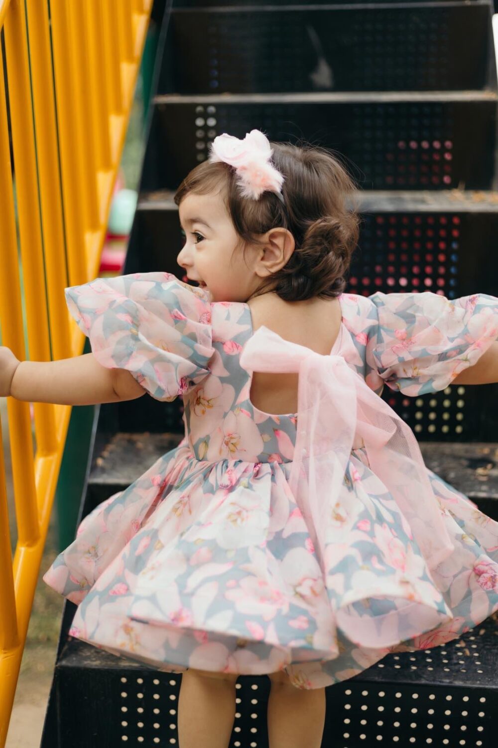 Grey & Pink Flower Dress - Image 4