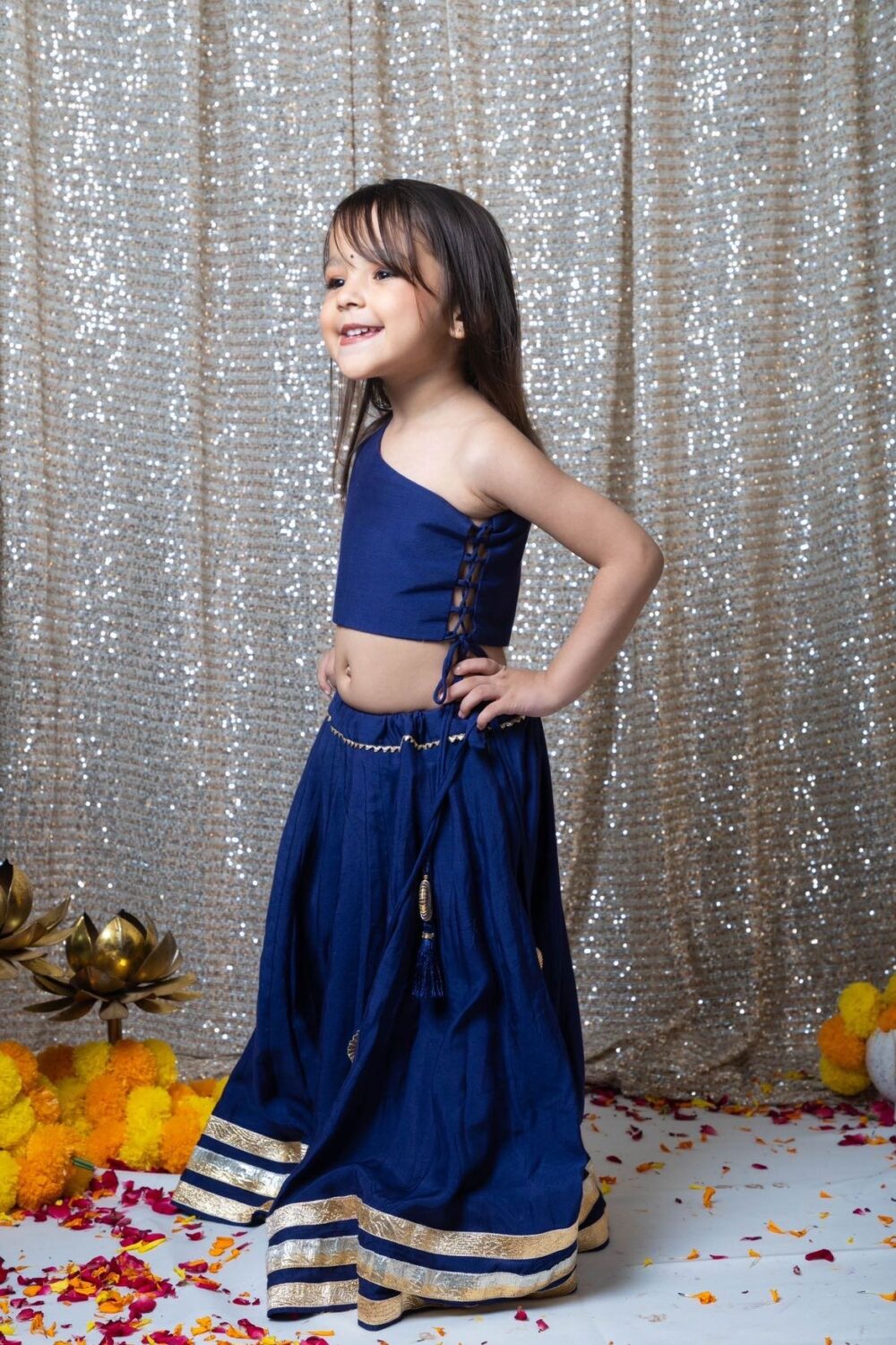 Royal Blue one shoulder chaniyacholi - Image 3