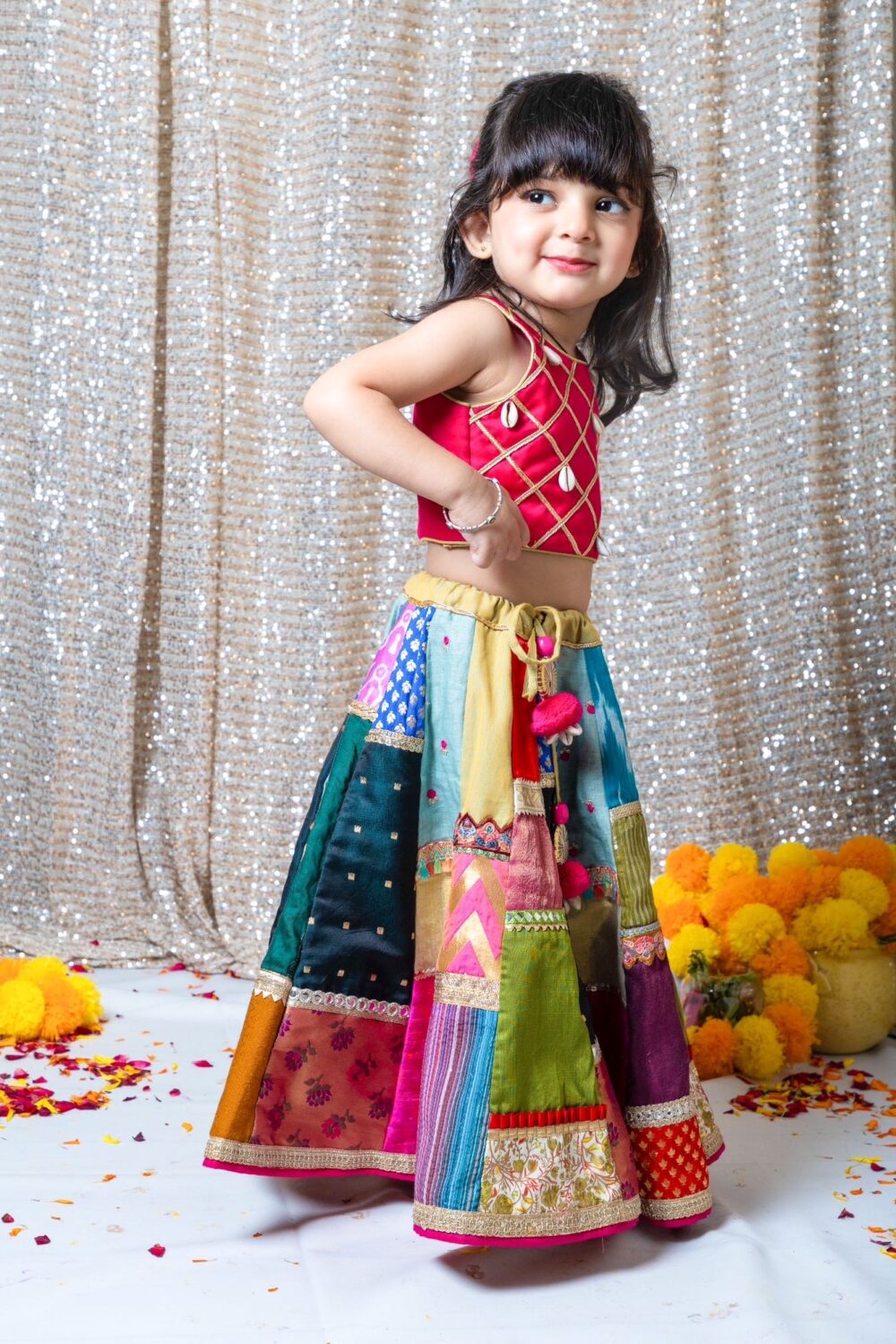Multicolour Patchwork Chaniyacholi - Image 3