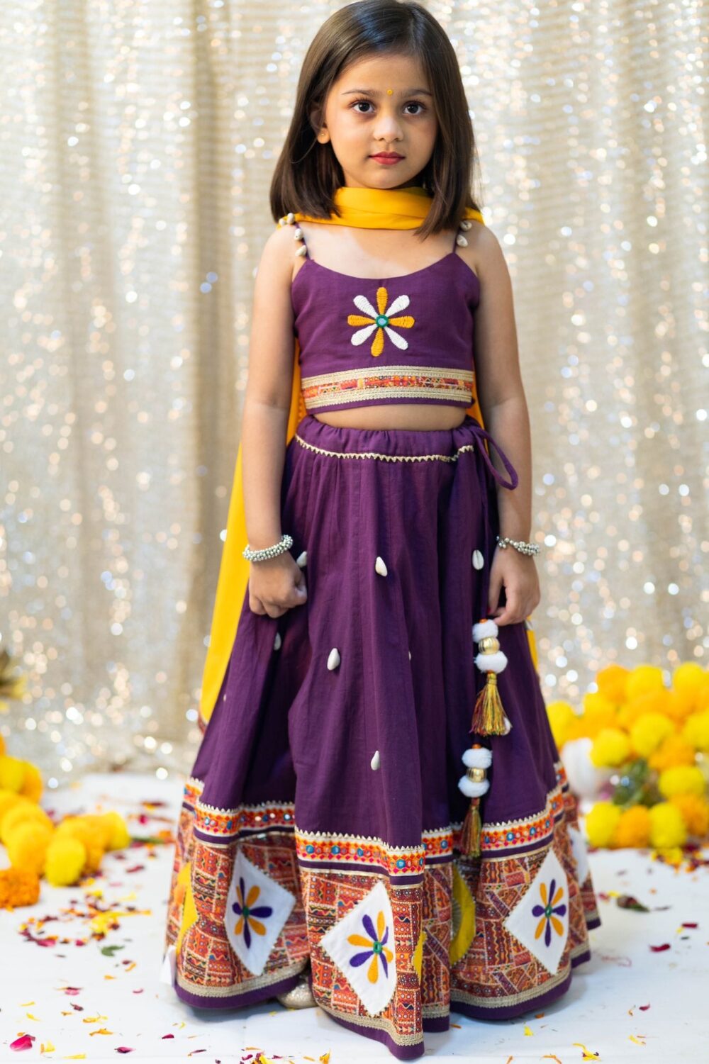 Wine Coloured Chaniyacholi with Gujarati Handwork - Image 2