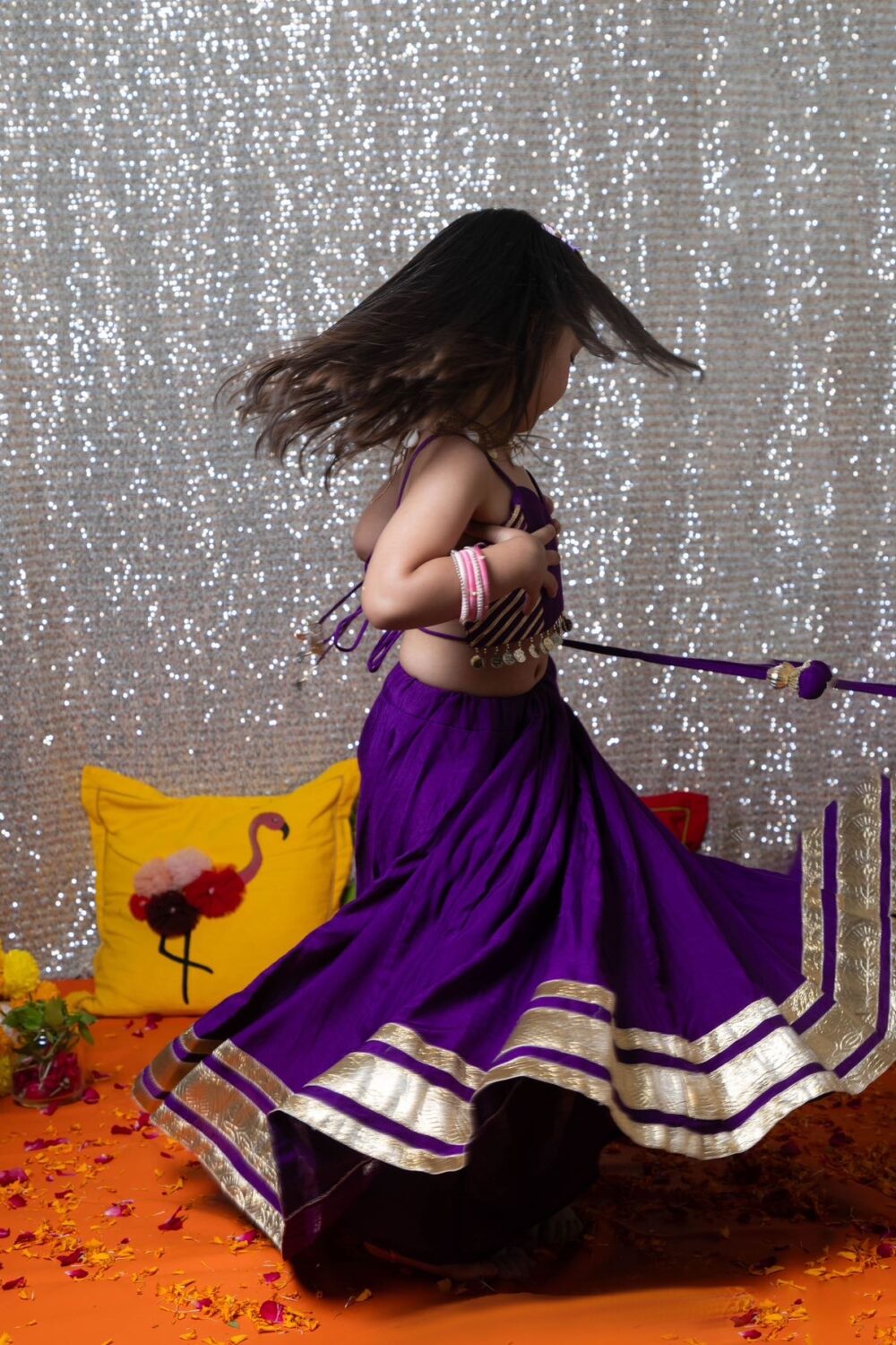Dark purple Chaniyacholi with a fancy blouse