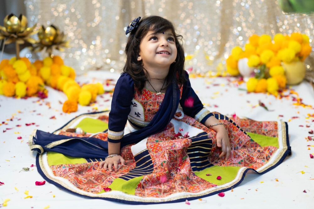 Red Printed and three colours Traditional Chaniyacholi