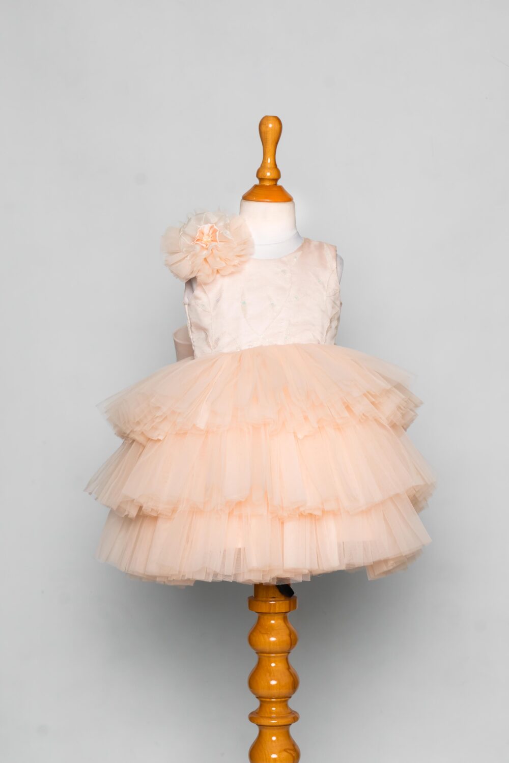Pitch Layered dress with Side Flowers on the top - Image 2
