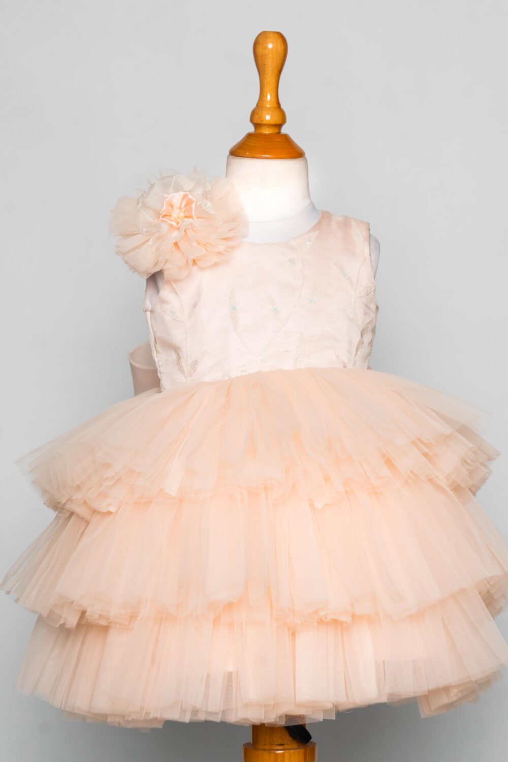Pitch Layered dress with Side Flowers on the top - Image 4