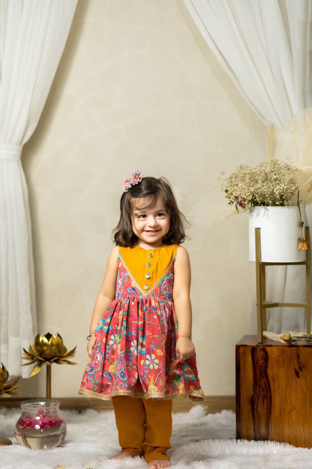 Onion pink Floral Dress with Pant - Image 2