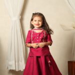 Megenta Colour Chaniyacholi With Hand Work Top