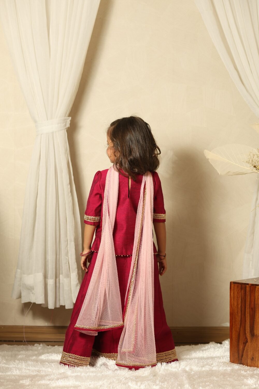 Megenta Colour Chaniyacholi With Hand Work Top - Image 3
