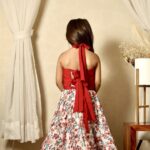 cherry red colour top and floral bottom