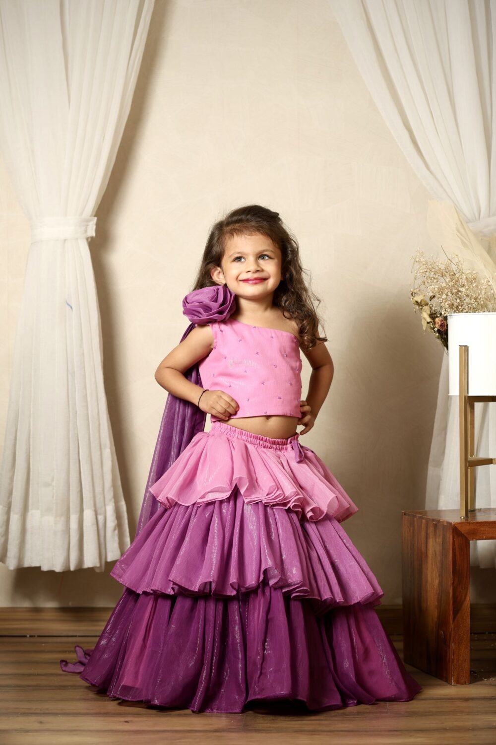 shaded layered skirt with drapping top
