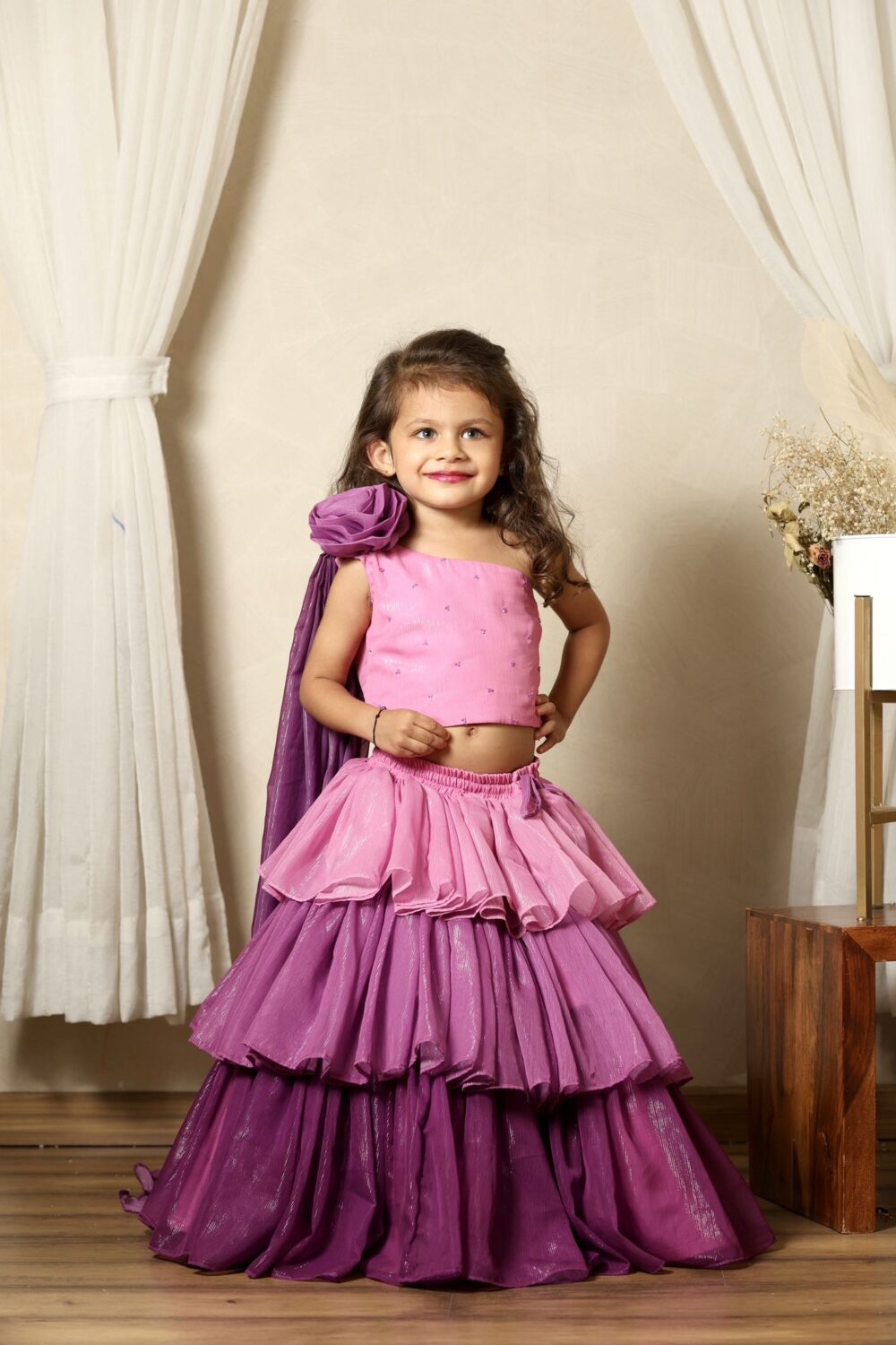 shaded layered skirt with drapping top - Image 2