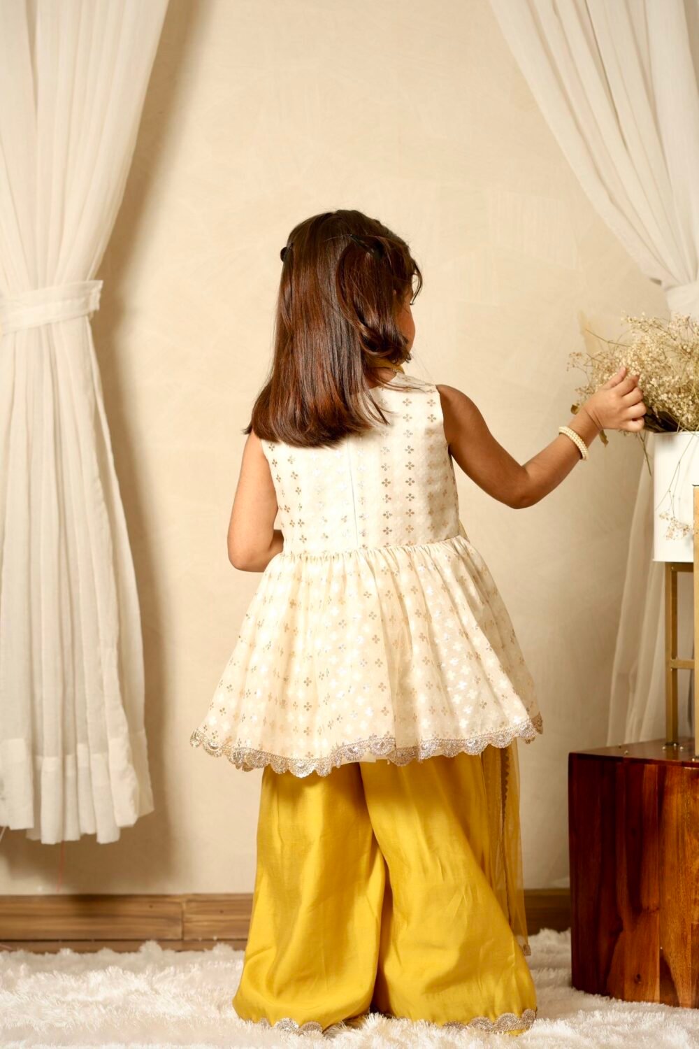 white banarasi top with plazo - Image 2
