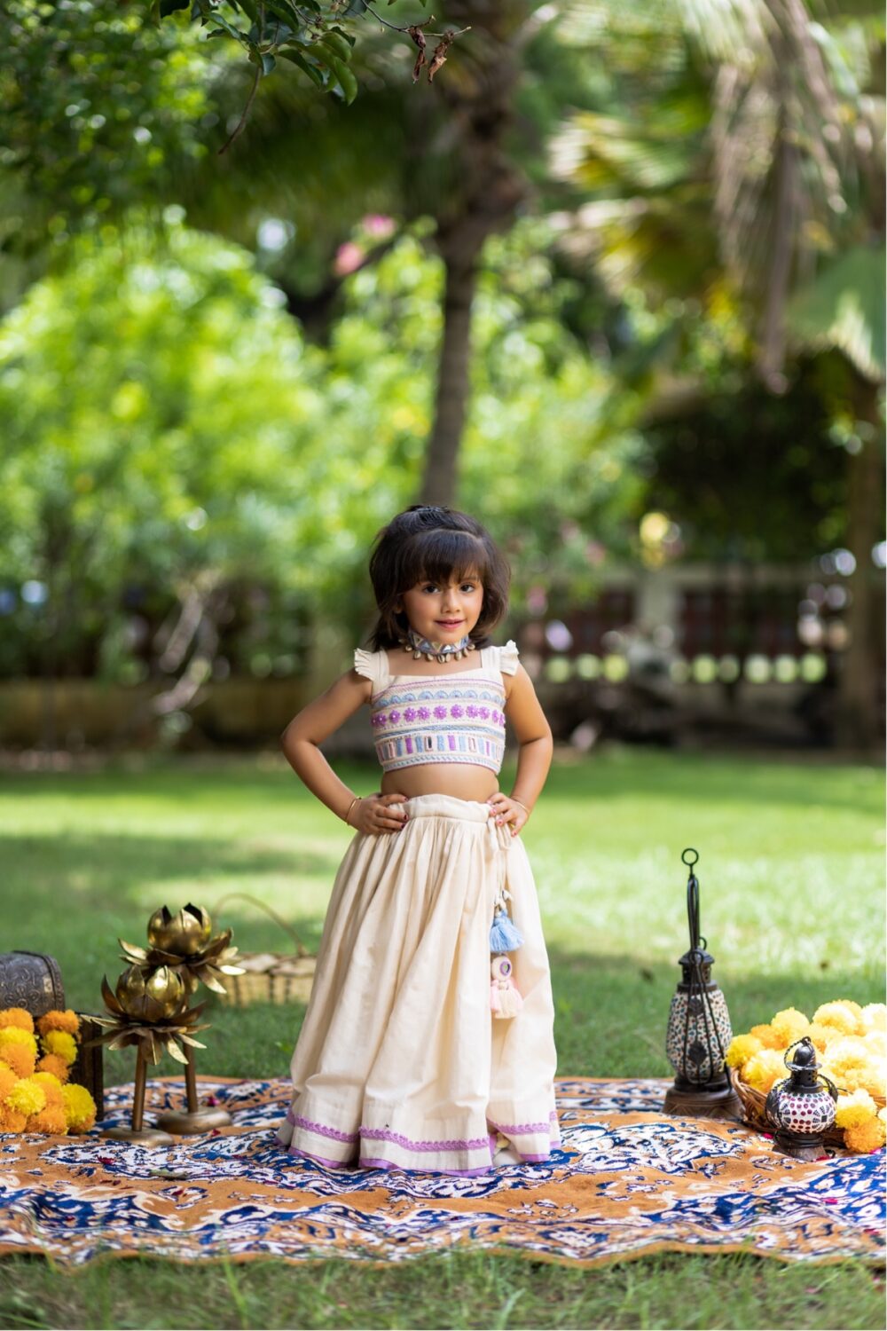 beige colour hand embroidered chaniyacholi