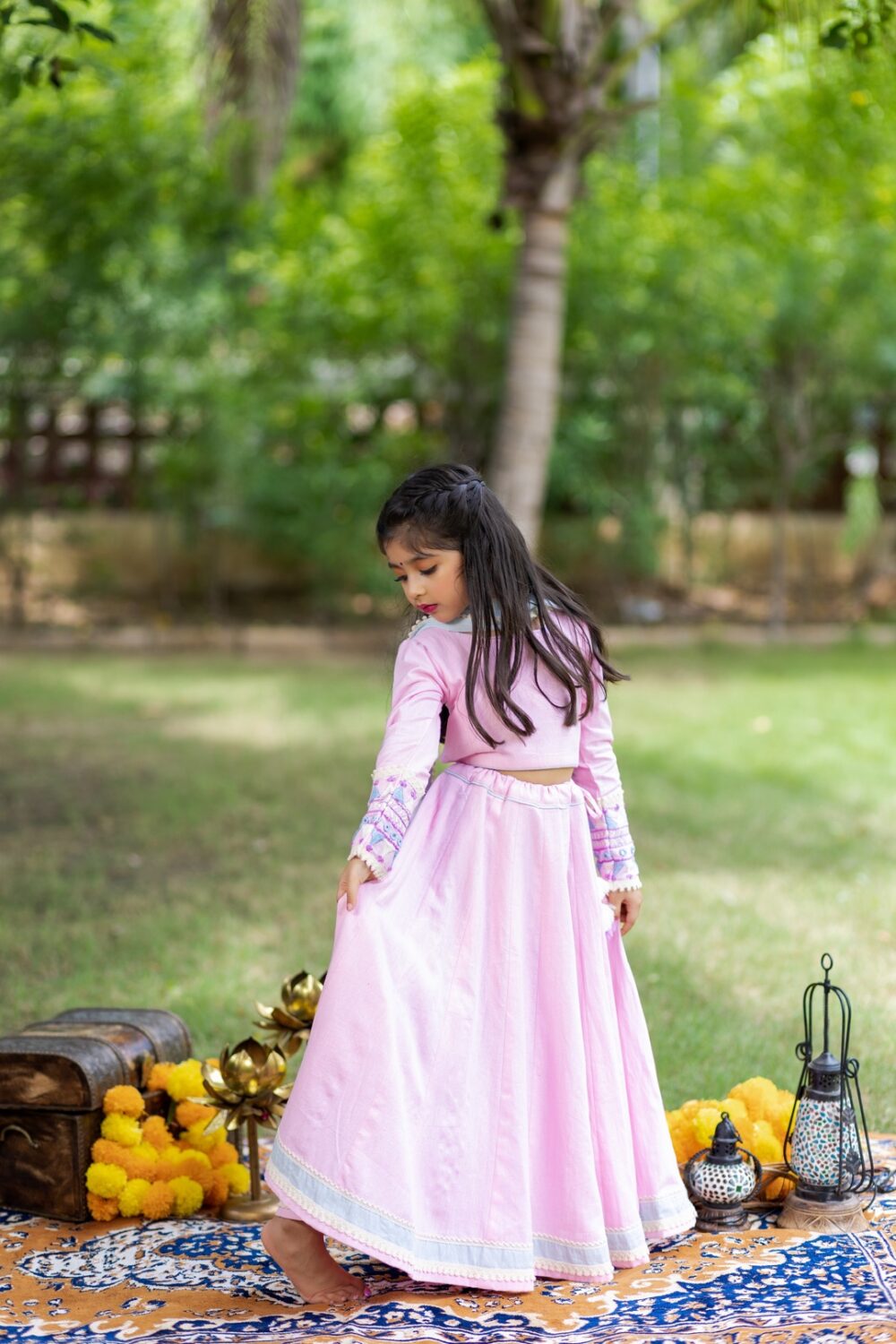 pink hand embroidered chaniyacholi