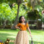Orange top with printed skirt
