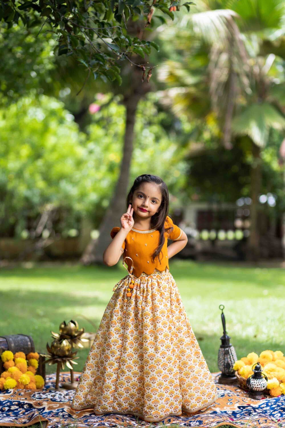 Orange top with printed skirt - Image 4