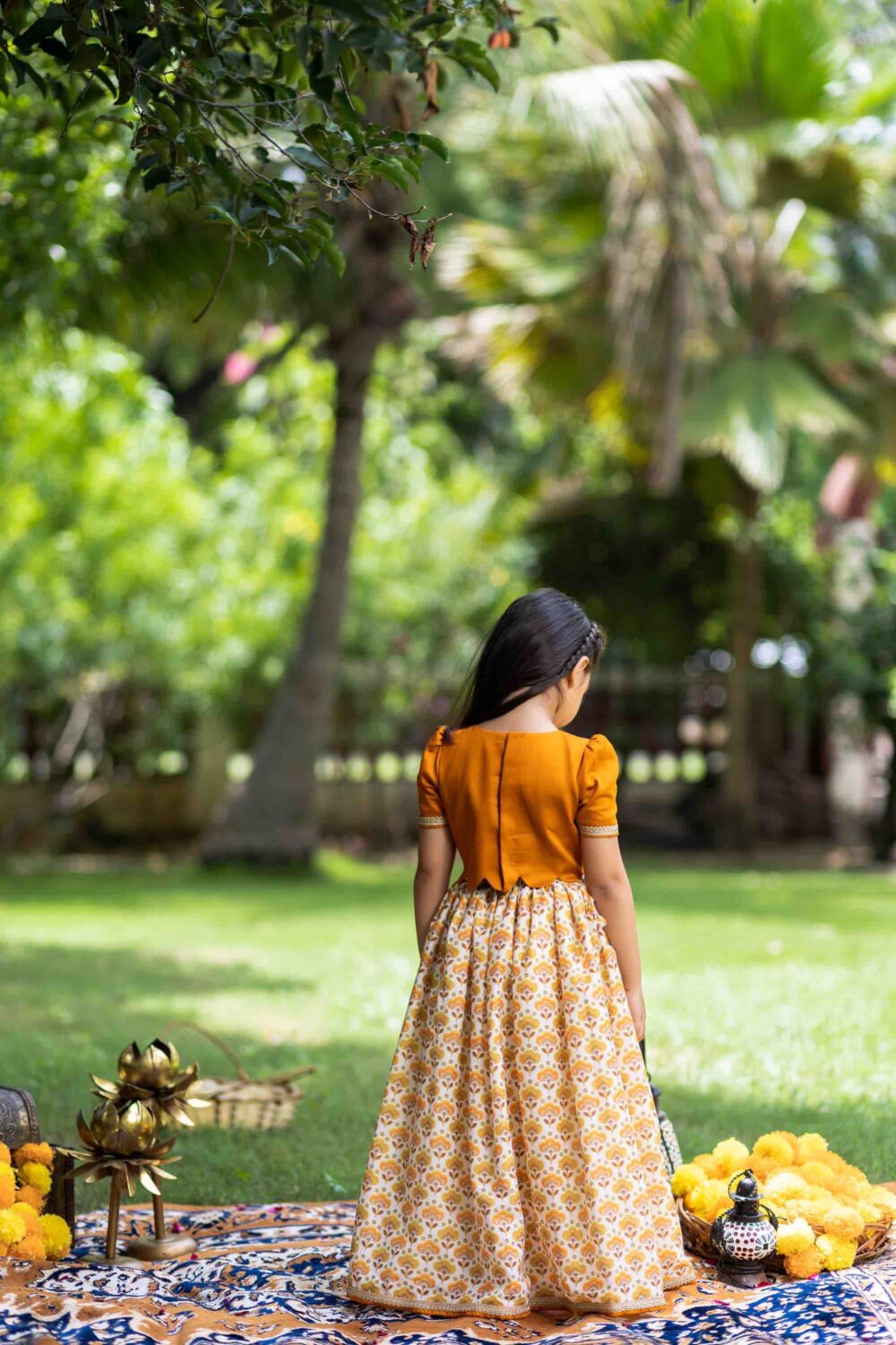 Orange top with printed skirt - Image 3