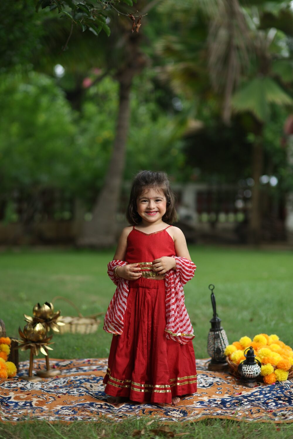 Maroon colour chaniyacholi with lehriya duptta