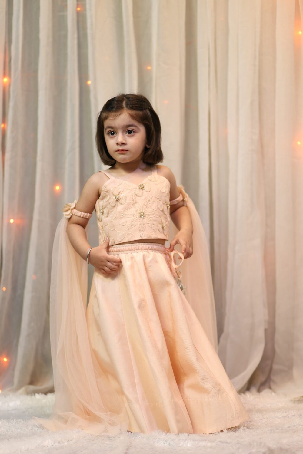 Pitch hand embroidered top and skirt