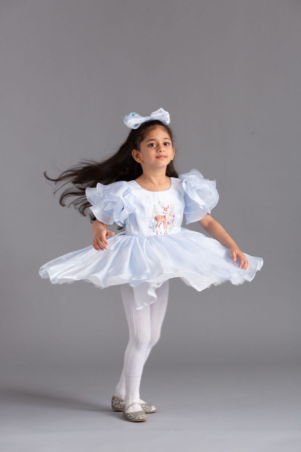 Sky blue Dear dress with flared sleeves