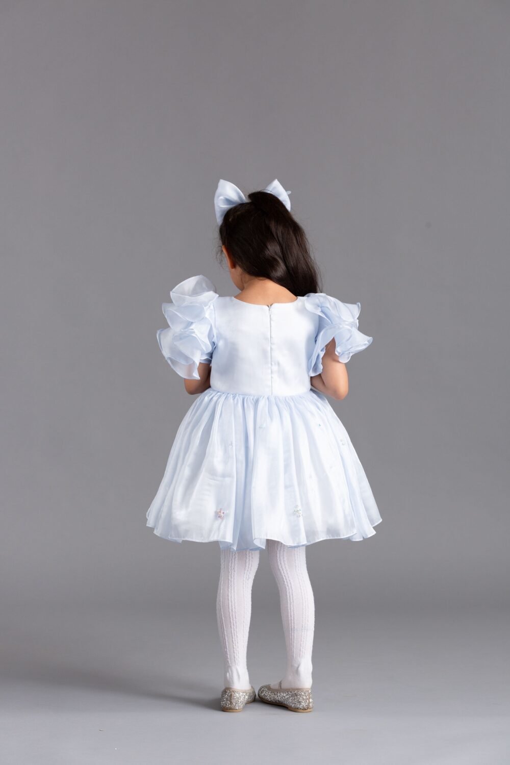 Sky blue Dear dress with flared sleeves - Image 3