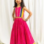 Pink Striped Twirl Lehenga Choli Set
