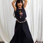 Black Multicolor Flamingo & Shell Embroidered Chaniya Choli