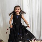 Black Blue Kite & Bird Embroidered Skirt